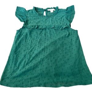 Monteau Los Angeles | Ruffled Green Top